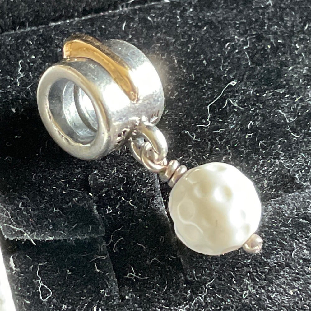 Pandora two tone Golf Ball dangling charm with 14K gold